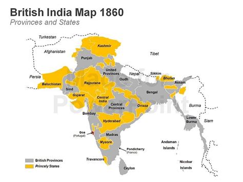 Map Of British India Powerpoint Slide India Map Ancient India Map