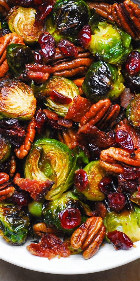 Christmas Side Dish Brussels Sprouts Bacon Pecans And Cranberries