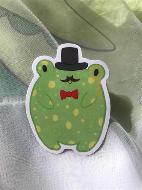 Gentleman Frog Old Timey Monocle Frog Stickers Cute Sticker Etsy