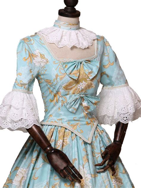 costumes costumes victorian dress costume women s light sky blue rococo retro floral print