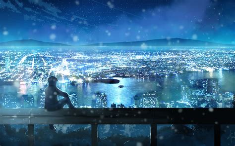 Anime Night City Scenery 3219523 Hd Wallpaper And Backgrounds Download
