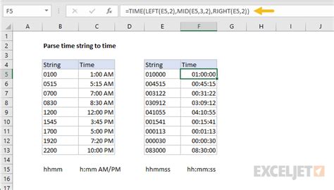 Parse Time String To Time Excel Formula Exceljet