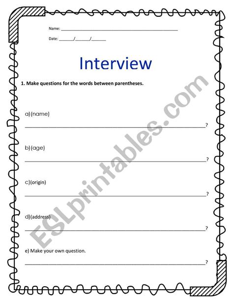 Interview A Friendquestions Esl Worksheet By Cprtorres