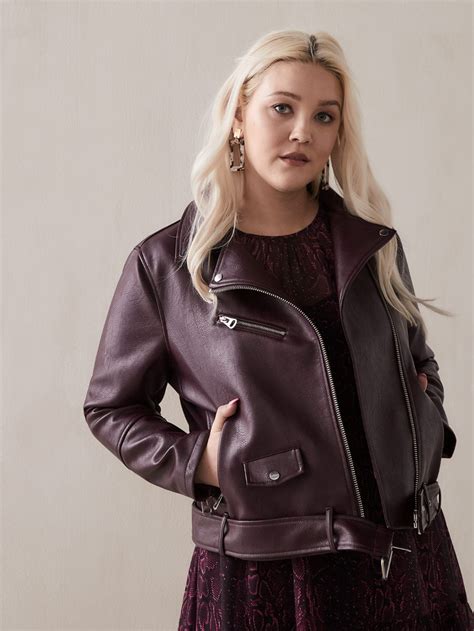 textured faux leather biker jacket addition elle penningtons faux leather biker jacket