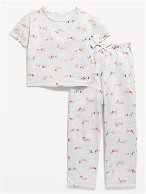 Printed Jersey Knit Pajama Set For Girls Old Navy