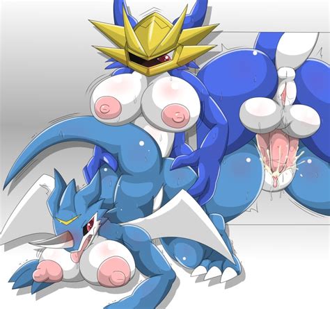 Rule 34 Anthro Bandai Big Breasts Blush Breasts Digimon Dragon Exveemon Female Headgear Helmet