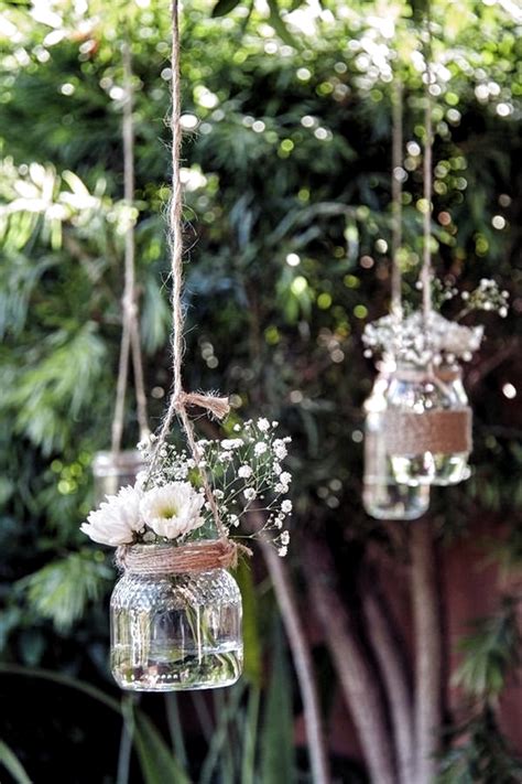 Rustic Wedding Decoration Ideas With Hanging Mason Jars In 2020