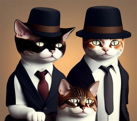 Mafia Cats With Hats And Suits Generative Ai Illustration Digital Art