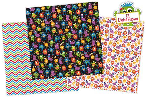 Monster Digital Papers Monster Patterns By Jo Kavanagh Designs