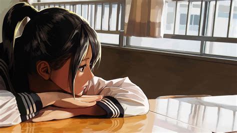 Download 3840x2160 Anime Girl Profile View Classroom