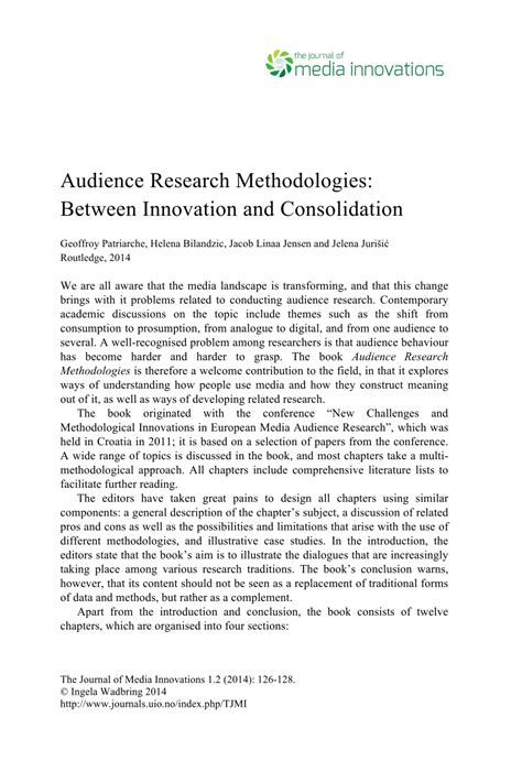 Pdf Review Of Audience Research Methodologies