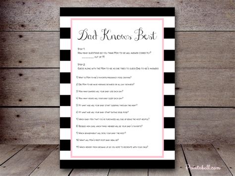 Baby shower games » printable baby shower games » who knows mommy / who knows daddy? Dad Knows Best - Printabell • Create