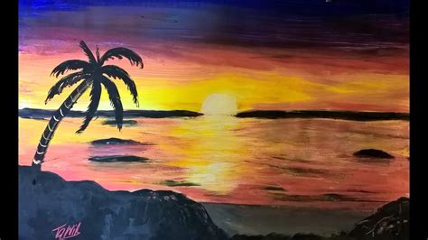 Tuto Peinture Coucher De Soleil à La Peinture Acrylique Youtube