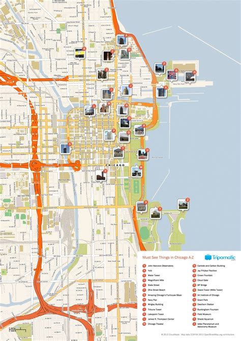 Chicago Loop Hotels And Tourist Attractions Map Chicago Loop Map