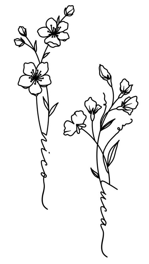 March And April Birth Flower Tattoo Design With Name Daugter Son