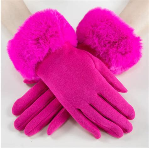 Faux Fur Cuff Gloves In Neon Pink Best Of Everything Online Shopping