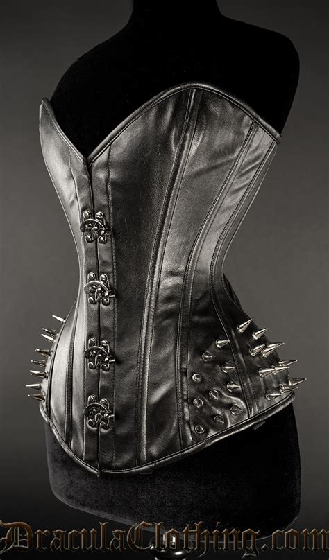 Faux Leather Hip Clasp Spike Corset