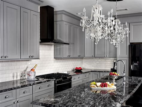 Grey Kitchen Cabinets With Black Countertops Kitchen Cabinet