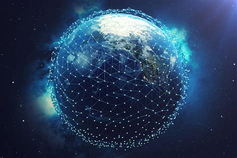 3d Rendering Network And Data Exchange Over Planet Earth In Space