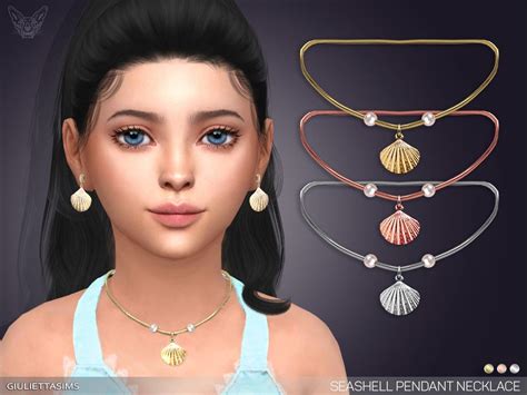 Feyonas Seashell Pendant Necklace For Kids Sims 4 Children Sims 4