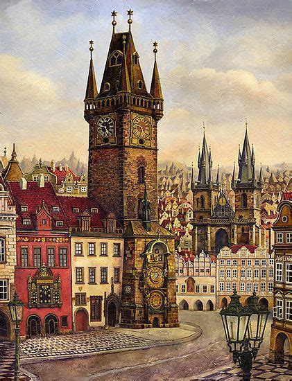 Pragues Old Town Square Oil Painting On Canvas By Victoria Francisco
