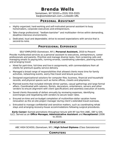 Personal Assistant Resume Monster Com