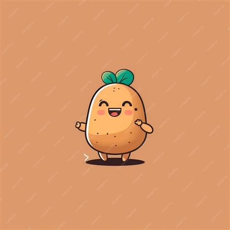 Kawaii Pommes De Terre Légumes Drôles Dessin Animé Personnage Illustration Vectorielle Photo