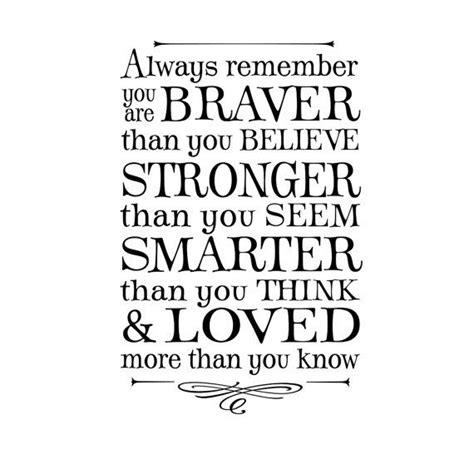 Always Remember You Are Braver Than You Believe And Loved More Than You