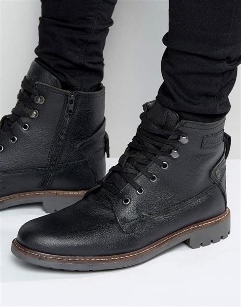 Firetrap Leather Lace Up Military Boots Black For Men Lyst