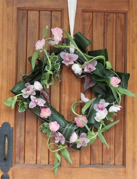 Square Wreath With Cymbidiums And Tulips Square Wreath Wreaths