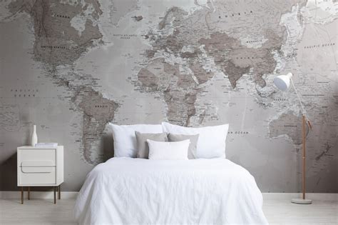 Neutral World Map Wallpaper Mural Muralswallpaper World Map Mural