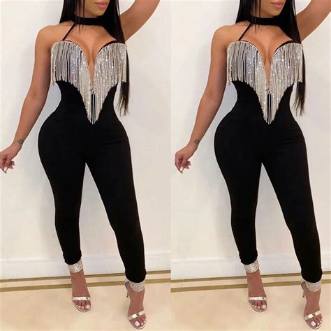 Jumpsuit Women Off Shoulder Bodycon Clubwear Playsuit Jumpsuits Rompers Skinny Sexy Jumpsuits