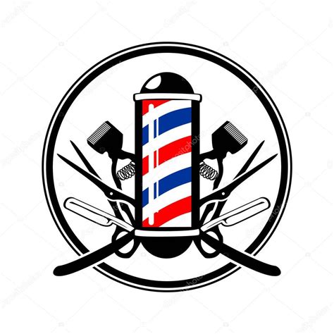 Barber comb scissors barbershop salon pole haircut hair cut hairstyle shave clippers ribbon design shop art logo svg png clipart vector cut. Circular Emblem Barbers Pole with Scissor, Razor And Old ...