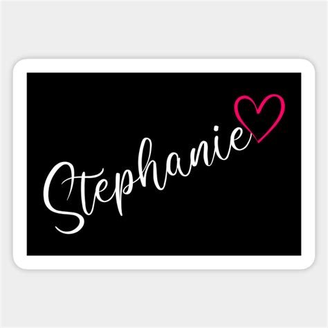 Stephanie Name Calligraphy Pink Heart Stephanie Name Sticker