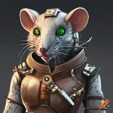 Steampunk Power Armor With Female Rat Character