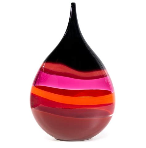 Handblown Glass Vase Red Banded Teardrop By Siemon And Salazar Handblown Glass Vase Beach