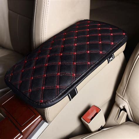Leather Car Armrest Pad Covers Universal Center Console Auto Seat Armrests Box Pads Black