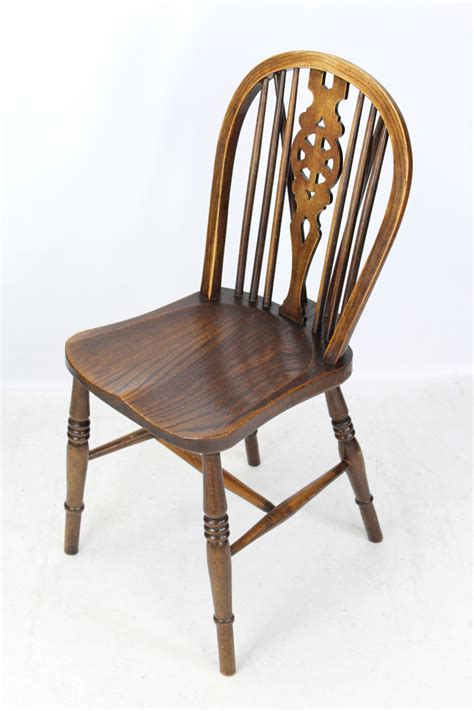 Set 4 Antique Ash And Elm Farmhouse Kitchen Chairs