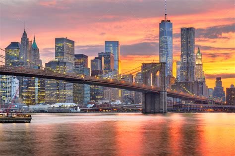 Lower Manhattan Skyline And Brooklyn Bridge Stock Photo By Seanpavone