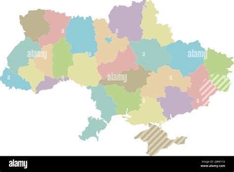 Leere Karte Der Ukraine Mit Von Russland Beanspruchten Regionen Verwaltungsdivisionen Und