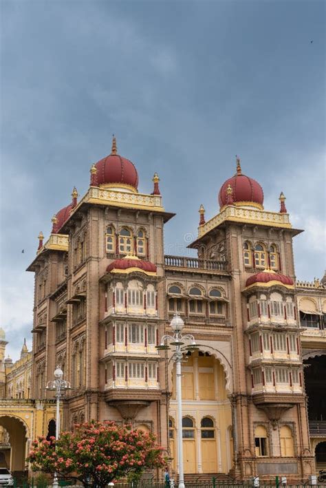 Tourists Visiting The Historic And Grand Mysore Palace Also Called Amba Vilas Palace In