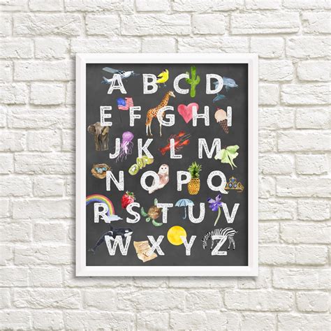 Chalkboard Alphabet Printable Wall Art Abcs Alphabet Nursery