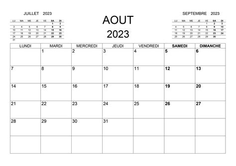Calendrier Aout 2023 Excel Word Et Pdf Calendarpedia Images