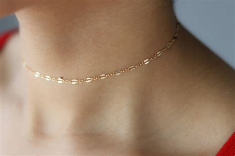 Chain Lace Choker Necklace Dainty Gold Choker Layering Etsy Canada