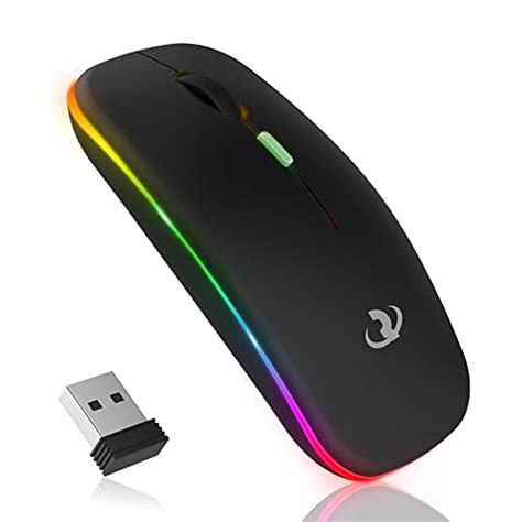 Wireless Mouse Riikuntek Rechargeable Led Slim Computer Mice With 3