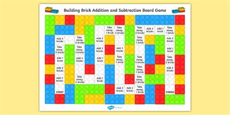 Eyfs Building Brick Addition And Subtraction Board Game Add