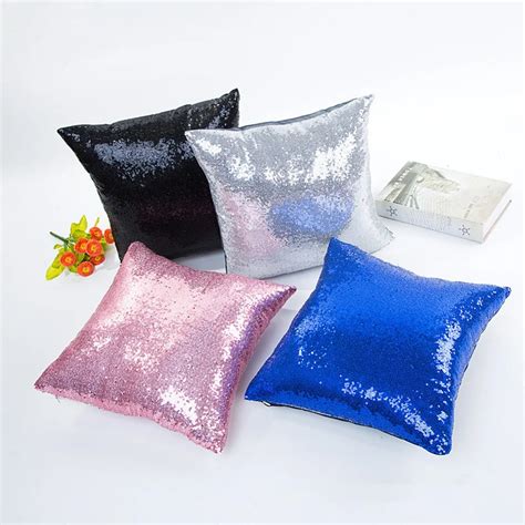 Buy Solid Color Sequined Fabric Pillow Case Sexy