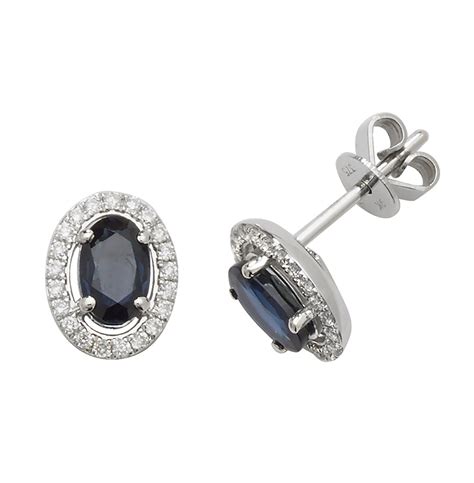 Kings Of Diamonds Oval Sapphire And Diamond Halo Earrings