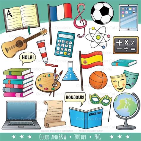 School Subjects Clip Art Icons Made By Teachers