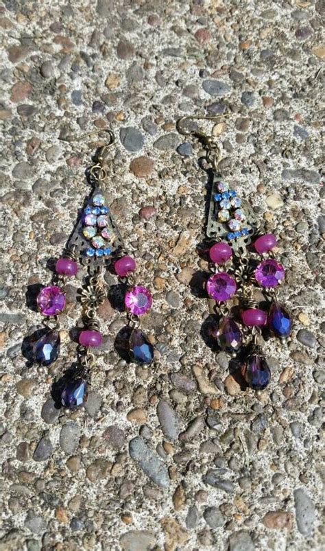 Purple Chandelier Earrings By Opheliarosesupplies On Etsy